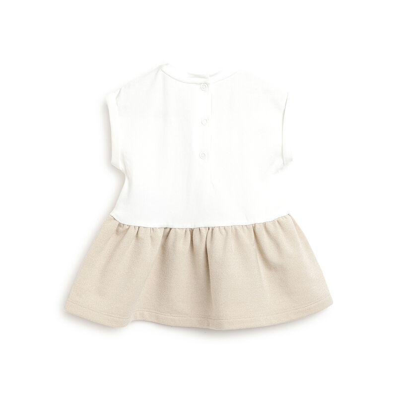 Girls Light Natural Embellished Short Sleeve Dress image number 1